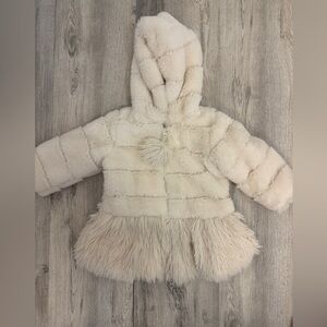 Cream Faux Fur Hooded Jacket by American Widgeon